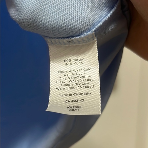 Talbots Blue Ruched Blouse with 3/4 Sleeves - Picture 4 of 6